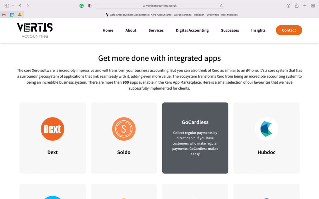 Vertis Accounting showcases their Xero plugins on the website