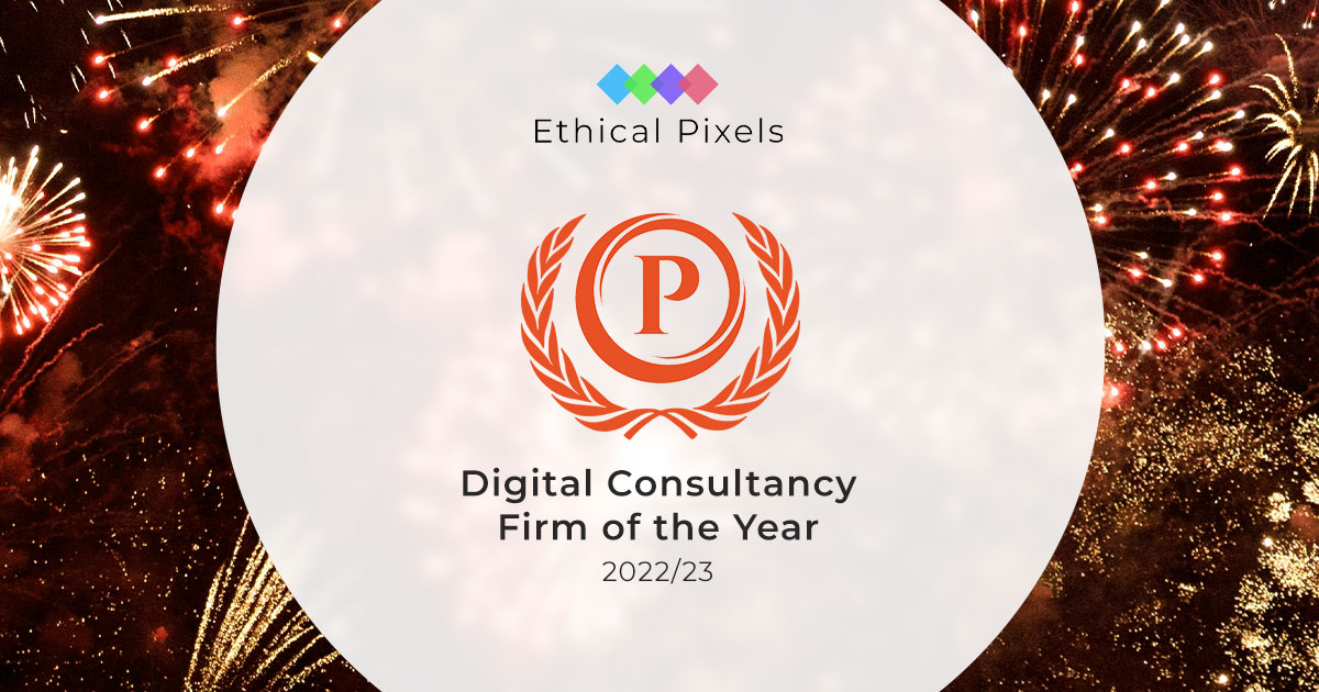 Ethical Pixels is Digital Consultancy Firm of the Year 2022/23 in the Prestige Awards Yorkshire. Fireworks