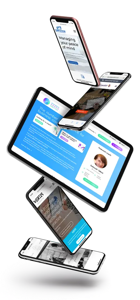 Website Design and Build services from Ethical Pixels - represented by a series of responsive websites on different devices.