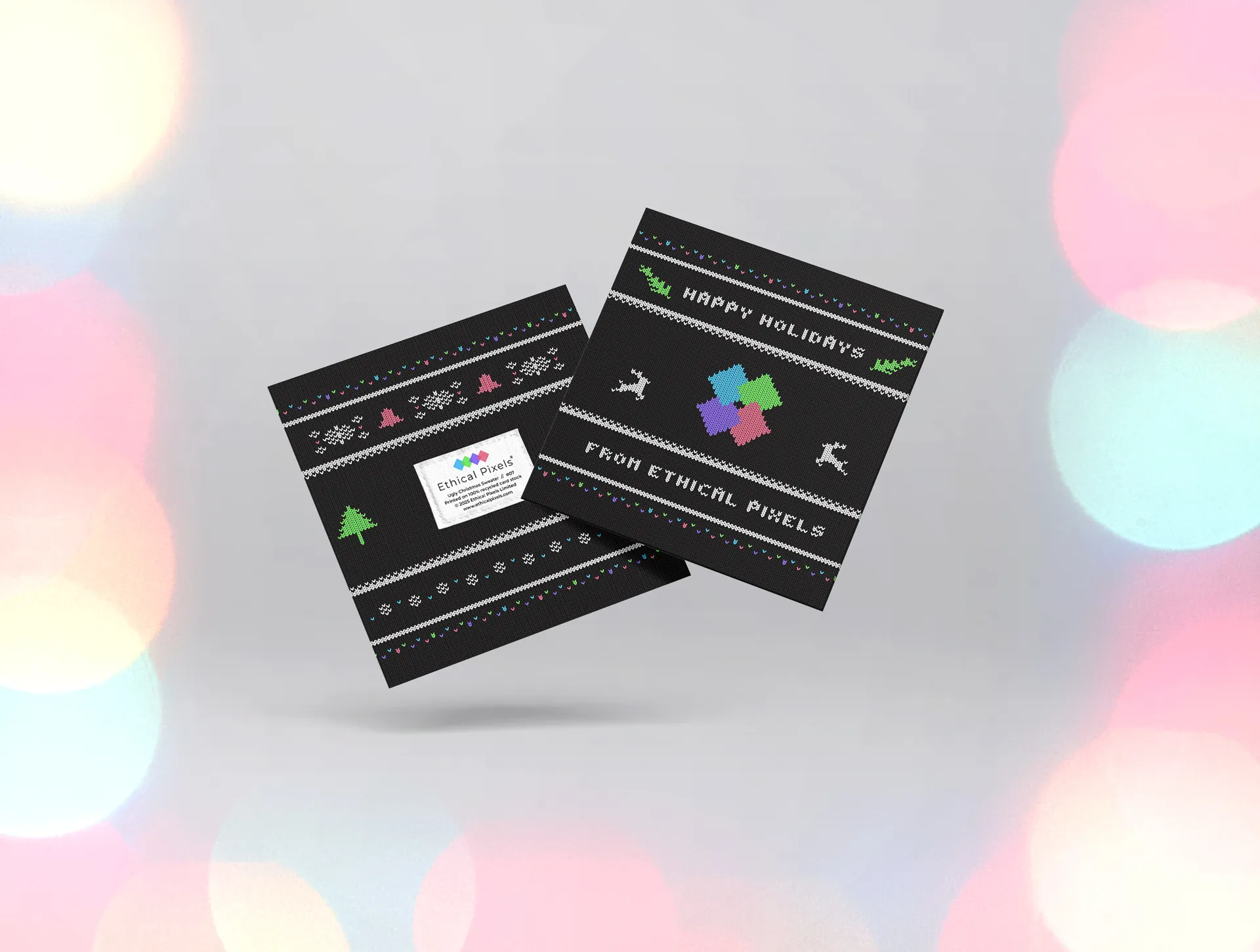 Ethical Pixels Annual Christmas Card for 2025 - the 'ugly Christmas sweater' theme.